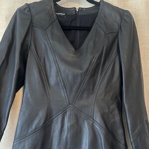 Dondup Black Leather Mini Dress Sz 42 Retailed at NM for $895